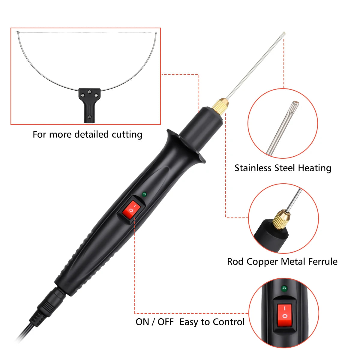 3 in 1 Foam Cutter Electric Cutting Machine Pen Tools Kit 100 to 240V 18W Styrofoam Cutting Pen with US Voltage Transformer Adapter