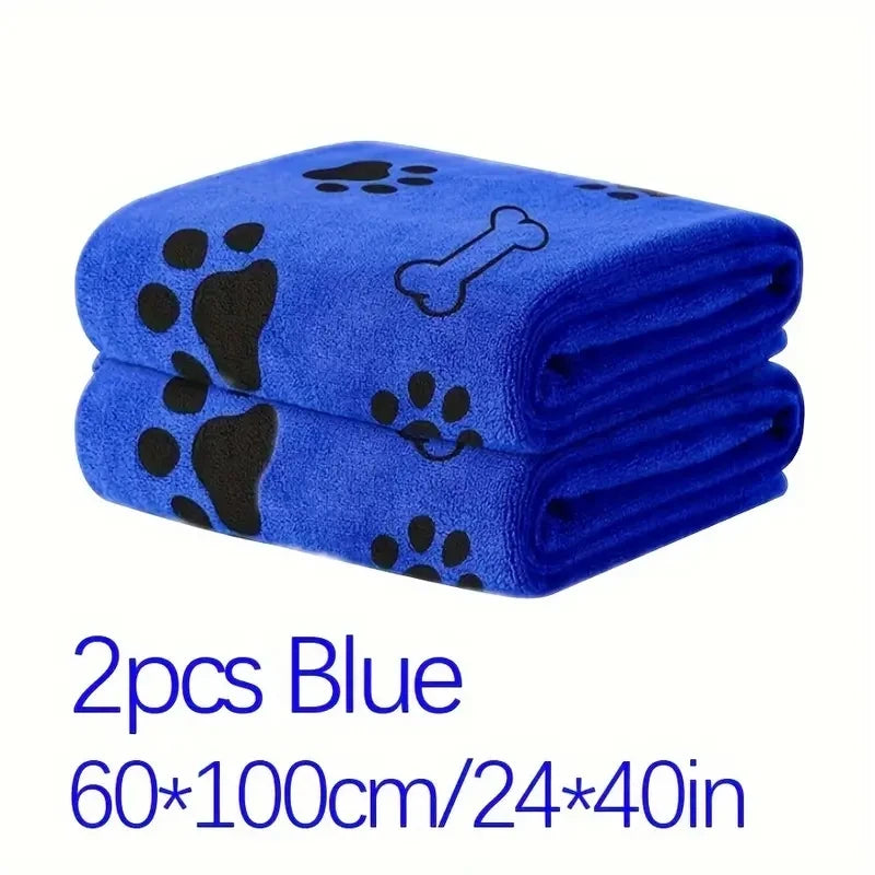 2pcs Soft Microfiber Dog Towels Quick Dry Absorbent Pet Bath and Grooming Towels for Dogs