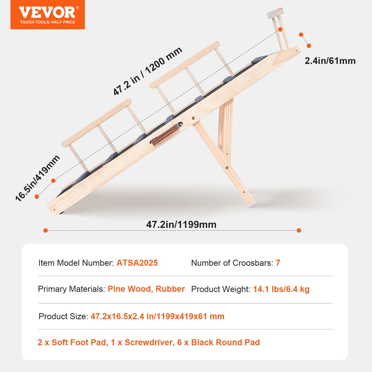 SucceBuy Dog Ramp Folding Ladder Anti Slip High Adjustable Wooden Pet Ramp Removable for Small and Old Dogs Climbing Stairs Sofa and Car