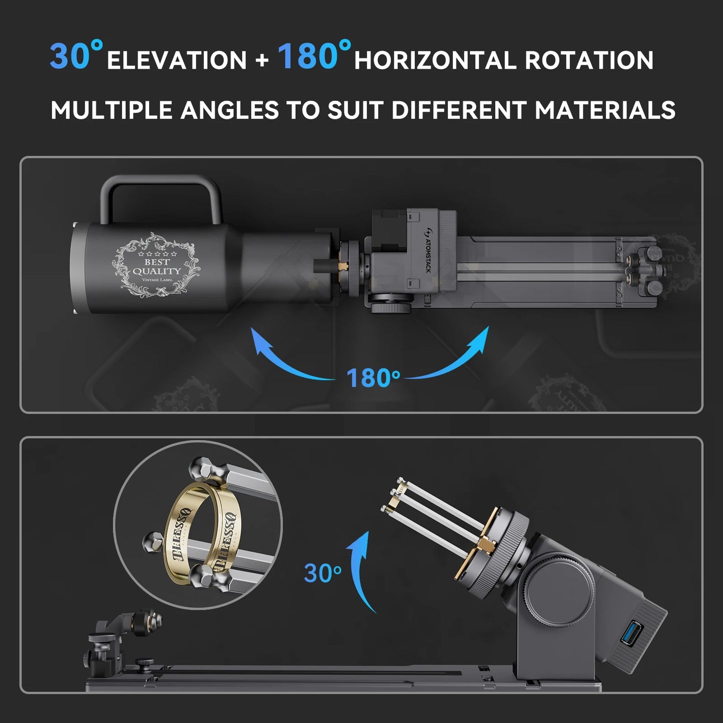 Hign-concerned Chemical Atomstack R8 Rotary Chuck For Laser