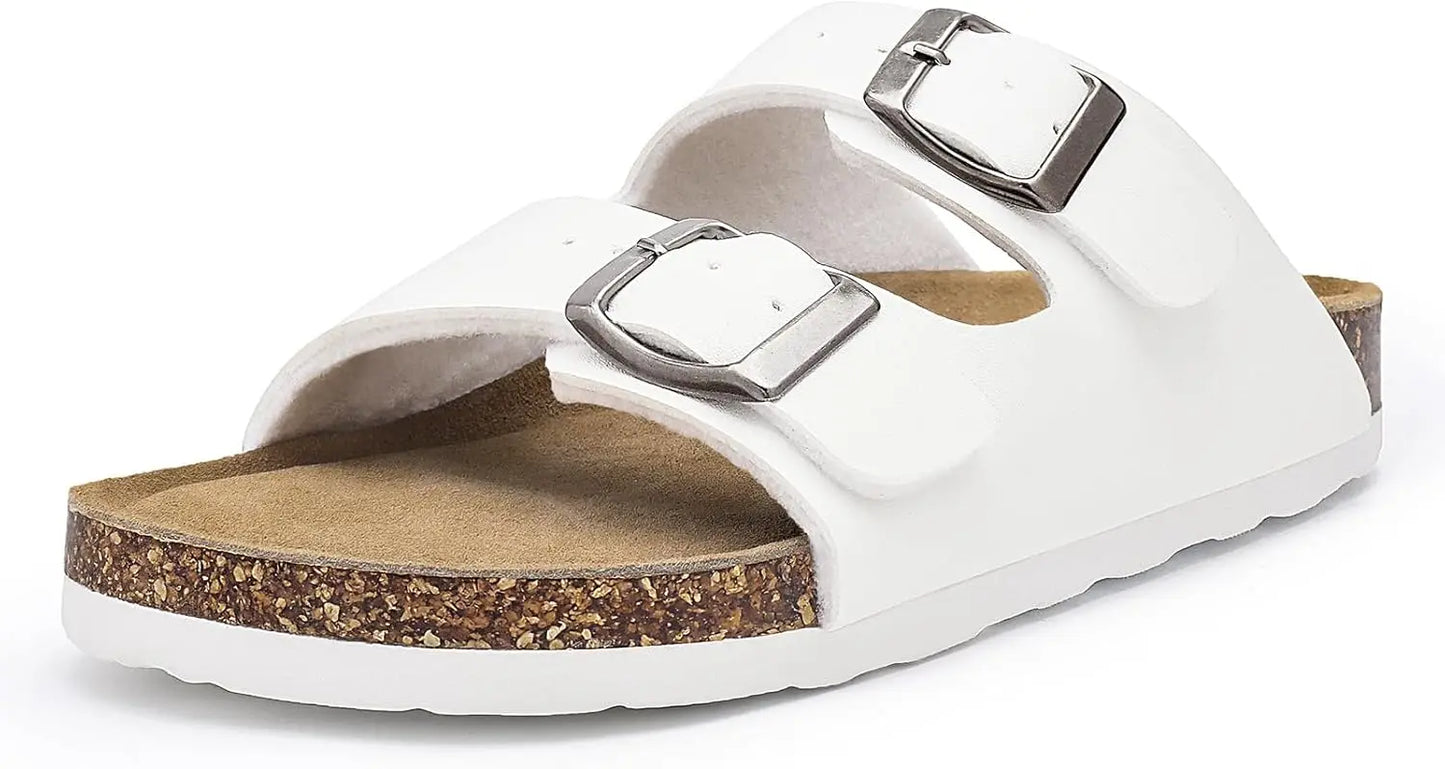 Women's Adjustable Cork Footbed Slide Sandals with Arch Support