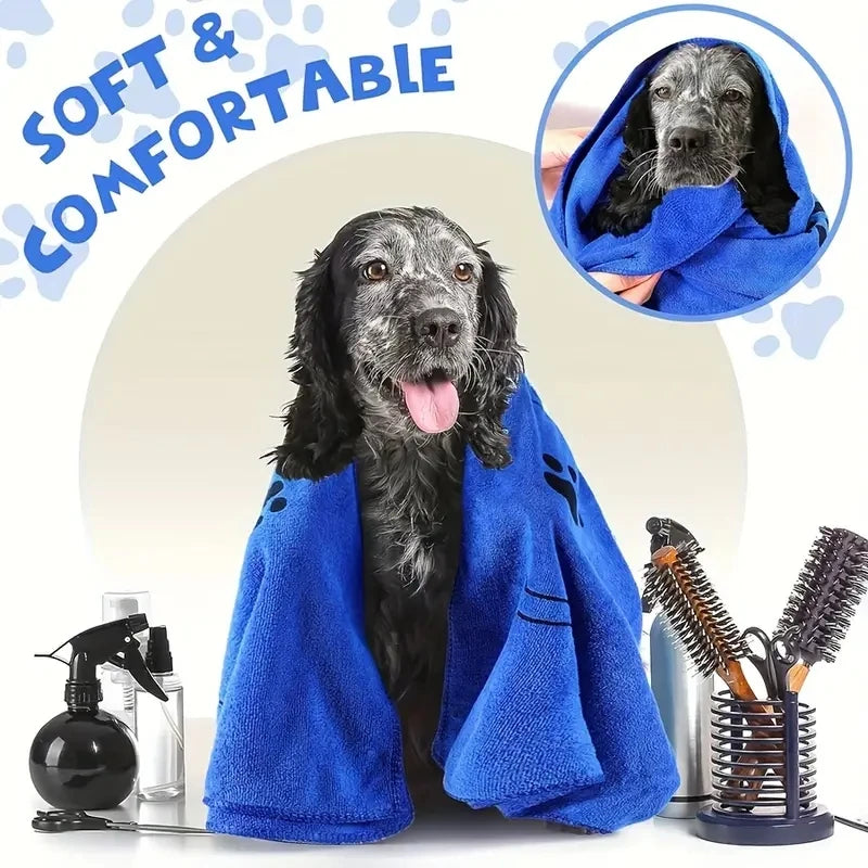 2pcs Soft Microfiber Dog Towels Quick Dry Absorbent Pet Bath and Grooming Towels for Dogs