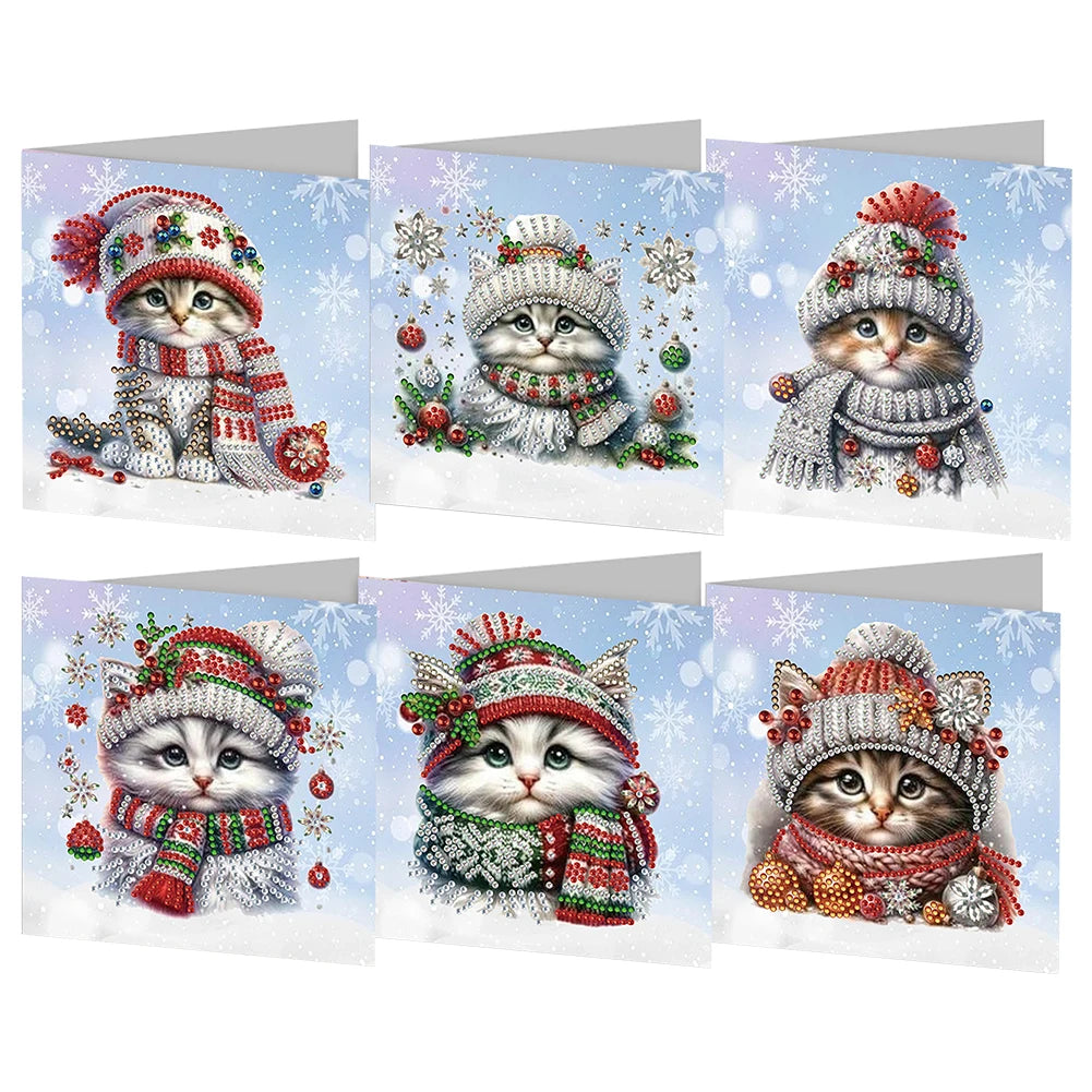 4 6 8 12PCS New 2024 Diamond Painting Greeting Cards DIY 5D Christmas Collection Festival Cards for Birthday and Christmas Gift