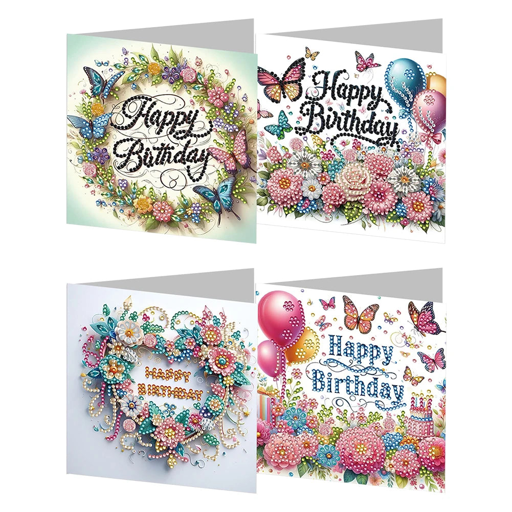 4 6 8 12PCS New 2024 Diamond Painting Greeting Cards DIY 5D Christmas Collection Festival Cards for Birthday and Christmas Gift