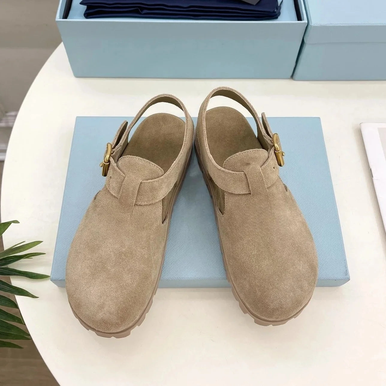 GUANSIYAO Retro Genuine Leather High Heel Mary Janes Shoes