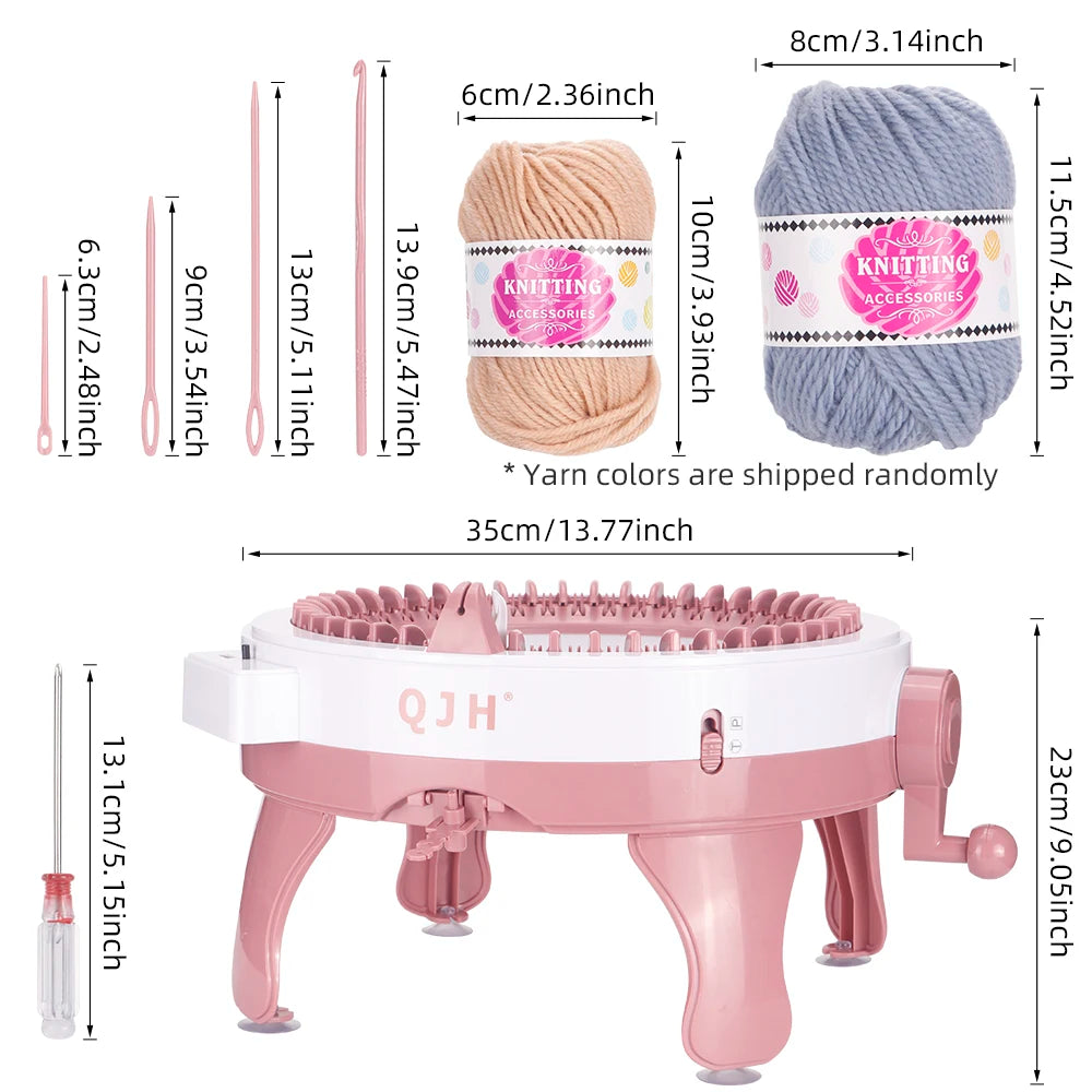 QJH 48-Needle Knitting Machine Kit Portable Easy-to-Use DIY Loom for Scarves Hats Gloves