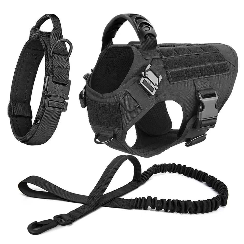 Large Dog Harness And Leash Set For German Shepherd And Malinois Training Walking Vest And Collar For Medium And Large Dogs