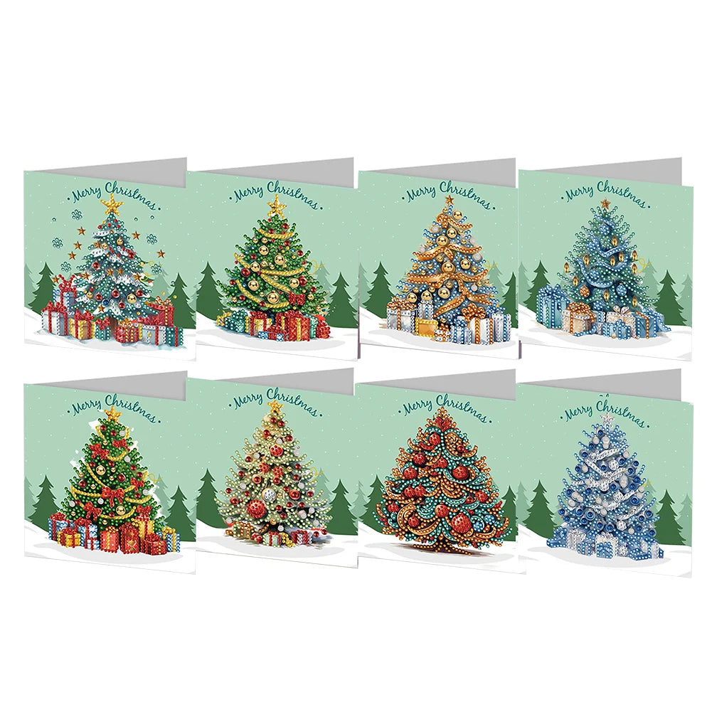 4 6 8 12PCS New 2024 Diamond Painting Greeting Cards DIY 5D Christmas Collection Festival Cards for Birthday and Christmas Gift