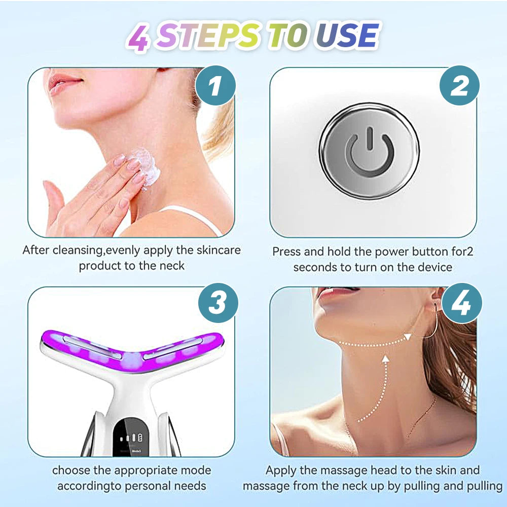 Facial And Neck Massage USB Rechargeable Neck Wrinkle Removal Beauty Apparatus-3 Gears 7 Modes Skin Lifting Face Relaxation Tool