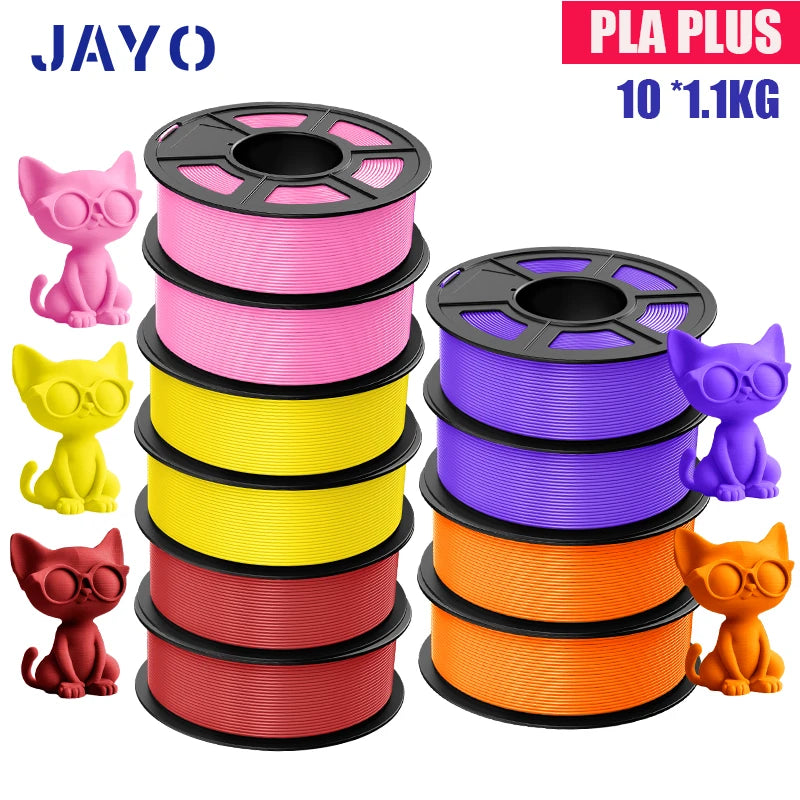 JAYO PLA Plus Filament 1.75mm 10 Rolls Set Non Toxic 3D Printing Refills Smooth No Bubbles Multiple Colors Optional