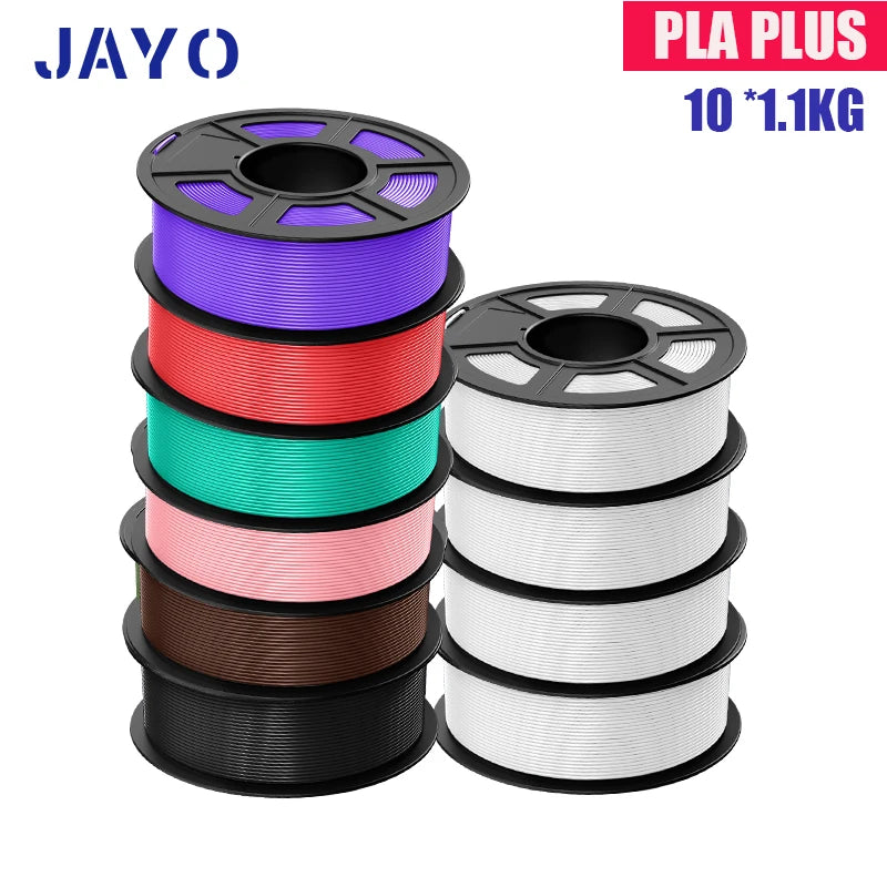 JAYO PLA Plus Filament 1.75mm 10 Rolls Set Non Toxic 3D Printing Refills Smooth No Bubbles Multiple Colors Optional