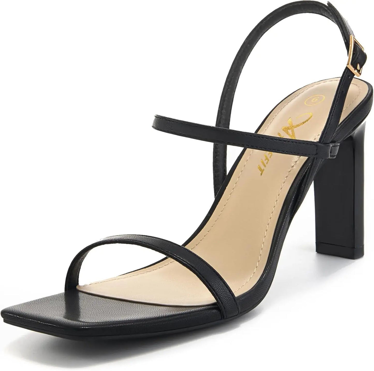 Women's Strappy High Heels Square Open Toe Heeled Sandals Ankle Strap Dressy Wedding Party Shoes