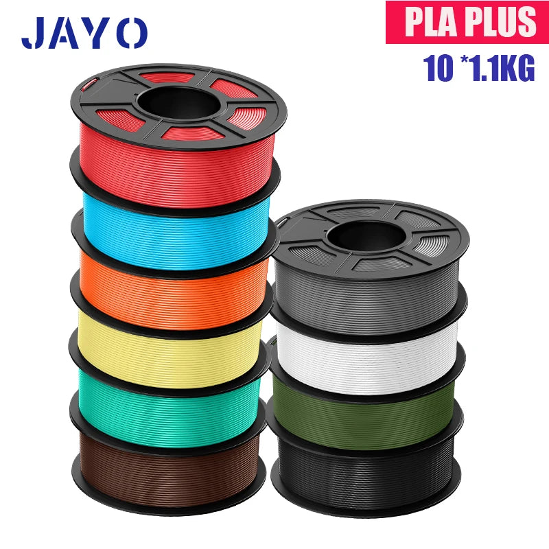 JAYO PLA Plus Filament 1.75mm 10 Rolls Set Non Toxic 3D Printing Refills Smooth No Bubbles Multiple Colors Optional