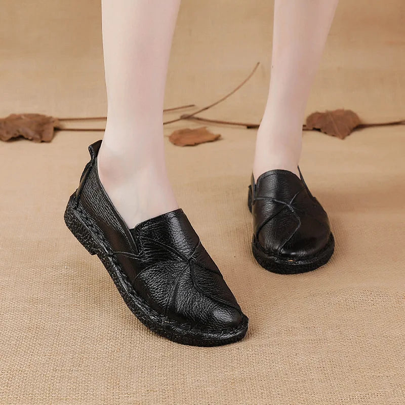 WOIZGIC Women's Genuine Leather Loafers Flats Non Slip in Mixed Colorful Plus Size 42
