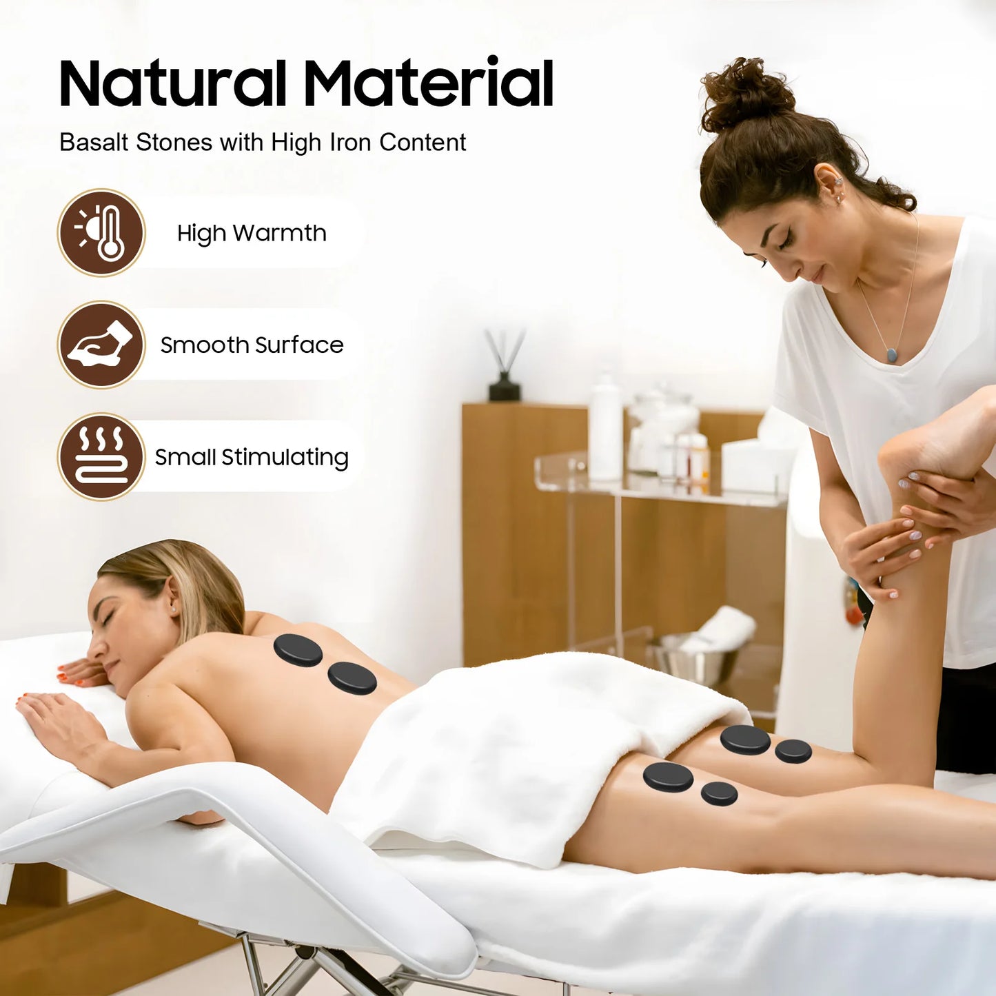 Basalt Massage Stones Heater Box Set for Muscle Relaxation Stress and Tension Relief