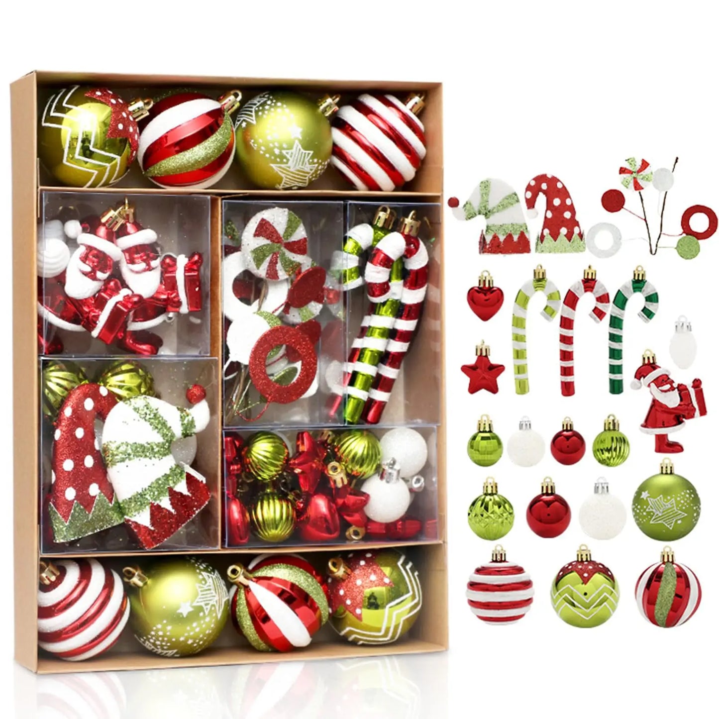 50 Pieces Christmas Ball Ornaments Set for Tree Decorations in Champagne Blue Black and Wine Red