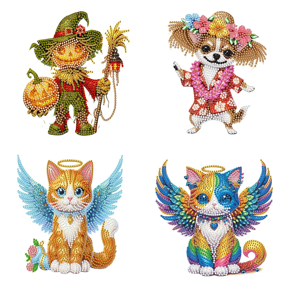 5D DIY Acrylic Animal Tabletop Ornament Diamond Painting Shake Head Cat Decoration