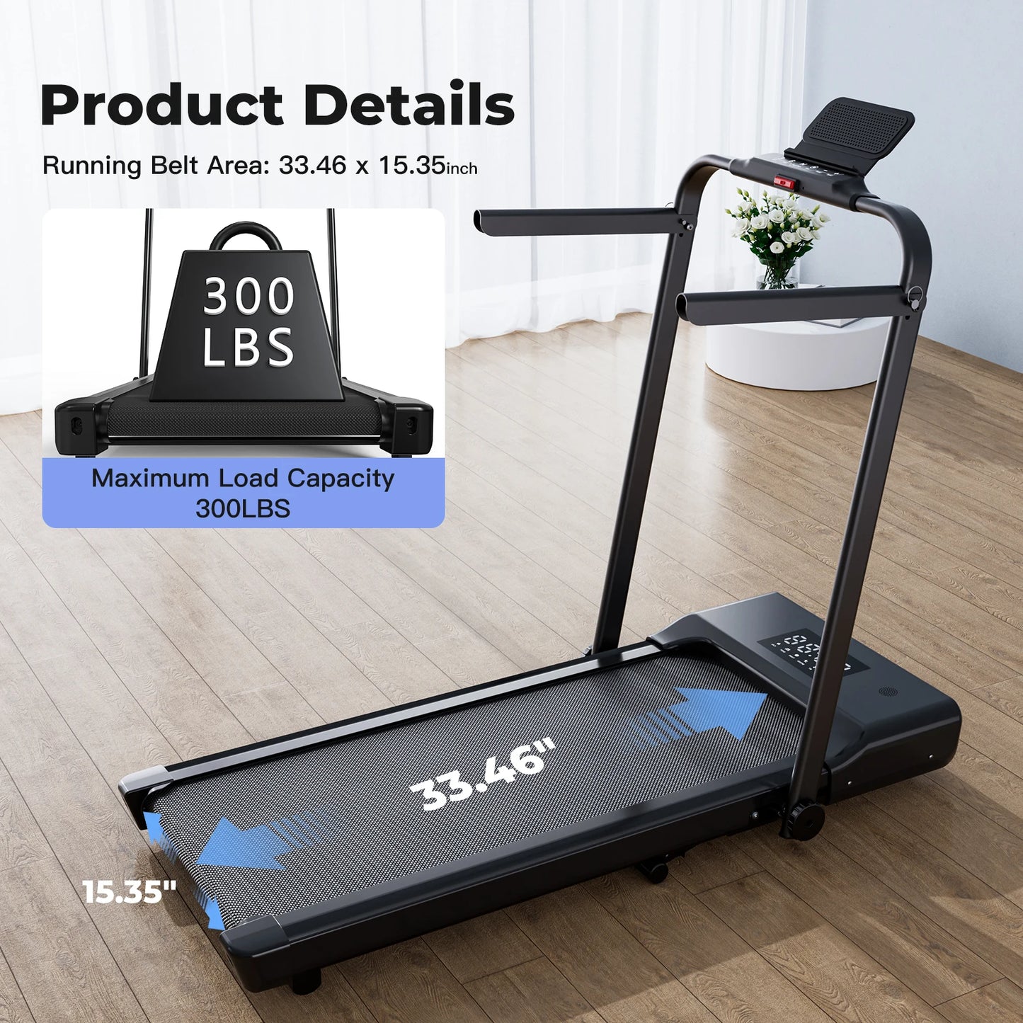 3 in 1 Superun Foldable Walking Pad with Handle 3.0 HP Treadmill 9 Percent Incline Max 300 Pounds