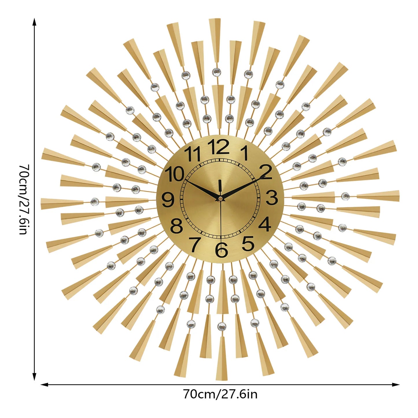 Hign-concerned Modern Gold Silent Wall Clock for Living Room