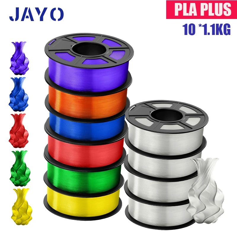 JAYO PLA Plus Filament 1.75mm 10 Rolls Set Non Toxic 3D Printing Refills Smooth No Bubbles Multiple Colors Optional