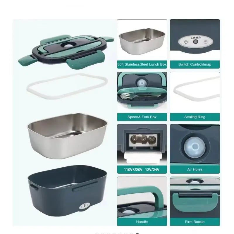 Stainless Steel Electric Lunch Box Food Warmer by Portable Chef