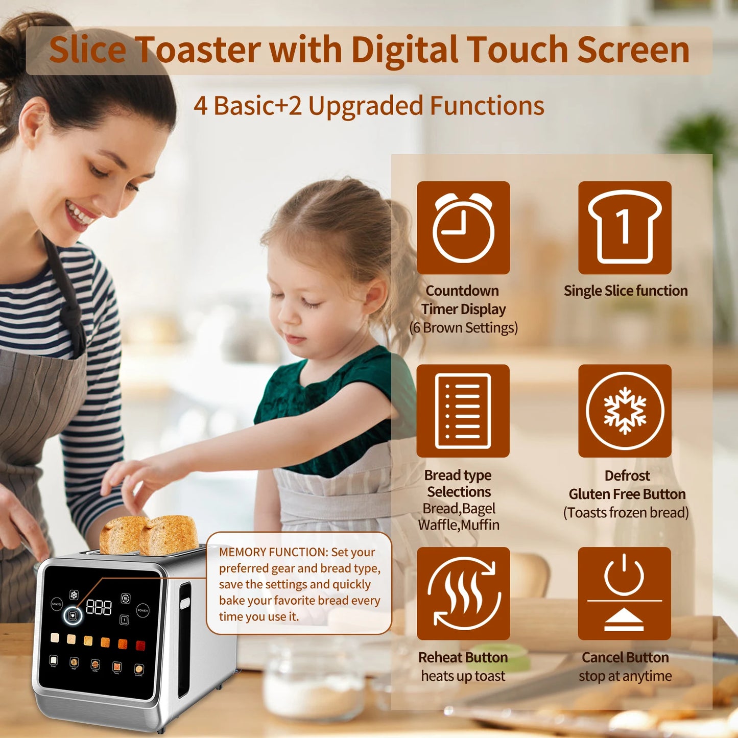 Smart Toaster with LCD Display and Digital Timer Features