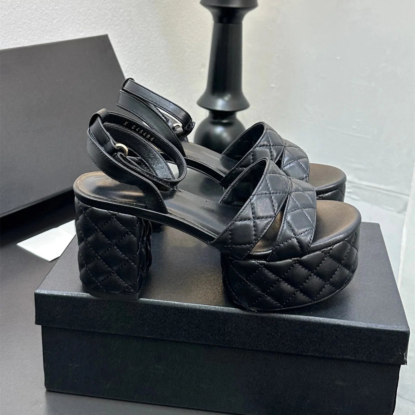 New Women's Genuine Leather Sandals Super High Heels Flat Platform Designer Shoes Size 34-41