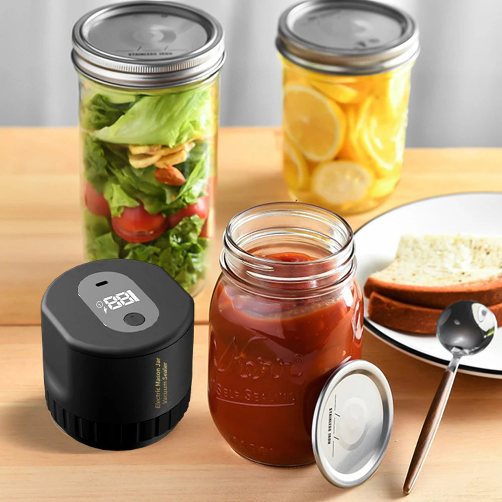 New Automatic Mason Jar Vacuum Sealer Kit Electric Cordless Vacuum Sealing Machine for Wide Mouth Jars