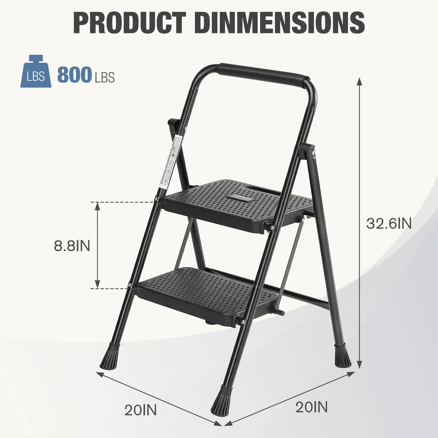 JHK Folding Step Ladder Stool With Anti Slip Pedal Pro