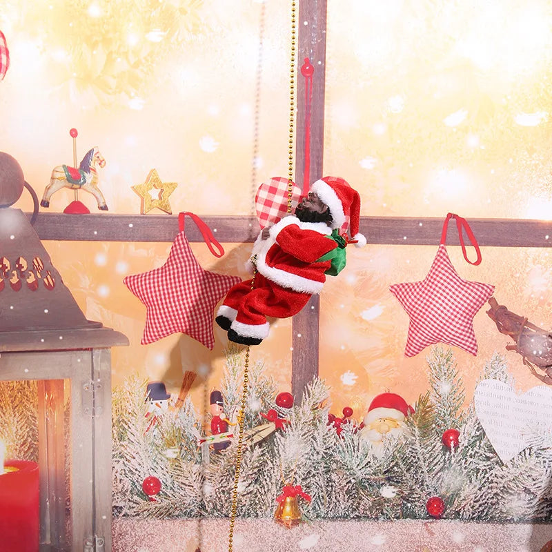 Christmas Decoration Electric Ladder Climbing Rope Santa Claus Gift Black Ladder Pendant