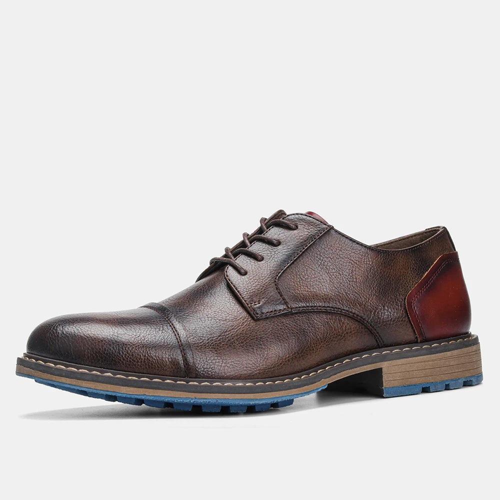 Retro Men Derby Shoes Casual Fashion Leather Shoes