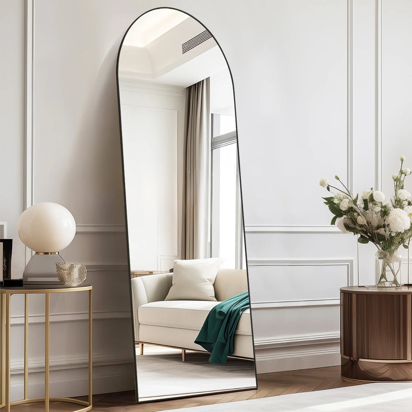 JHK Full Body Wall Mirror 59 Inch by 16 Inch or 64 Inch by 21 Inch Standing or Wall Hanging with Aluminum Alloy Frame for Bedroom and Cloakroom Decoration