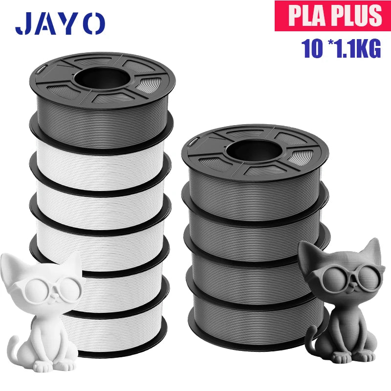 JAYO PLA Plus Filament 1.75mm 10 Rolls Set Non Toxic 3D Printing Refills Smooth No Bubbles Multiple Colors Optional