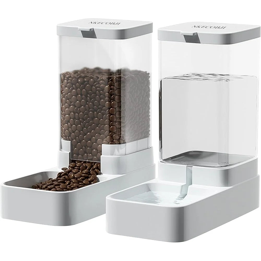 Automatic Gravity Pet Feeder Water Dispenser Set Dogs Cats Large Capacity 3.8L Siphon Device Easy Refill No Power Required