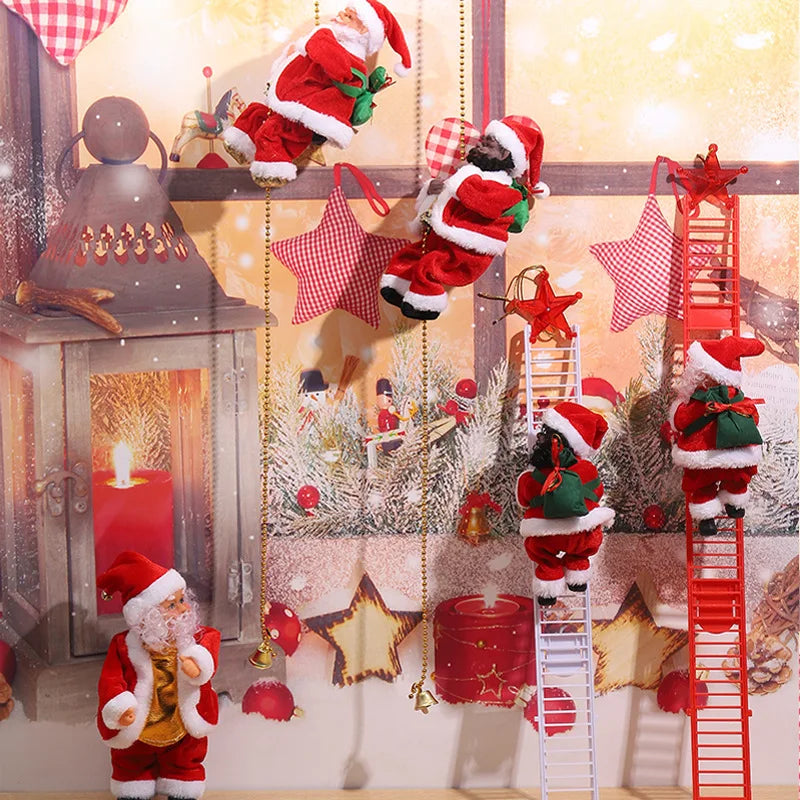 Christmas Decoration Electric Ladder Climbing Rope Santa Claus Gift Black Ladder Pendant