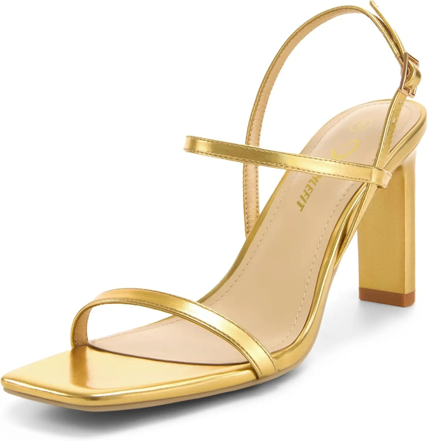 Women's Strappy High Heels Square Open Toe Heeled Sandals Ankle Strap Dressy Wedding Party Shoes