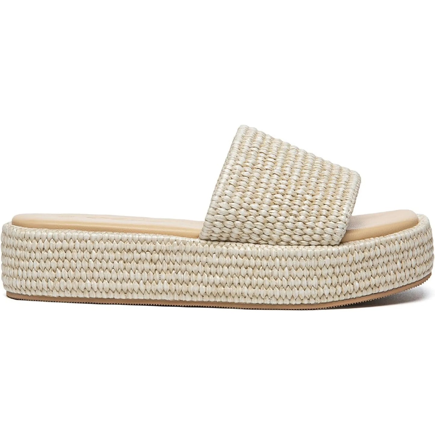 Athlefit Women's Platform Raffia Sandals Comfortable Open Toe Slip On Beach Slides for Summer Casual