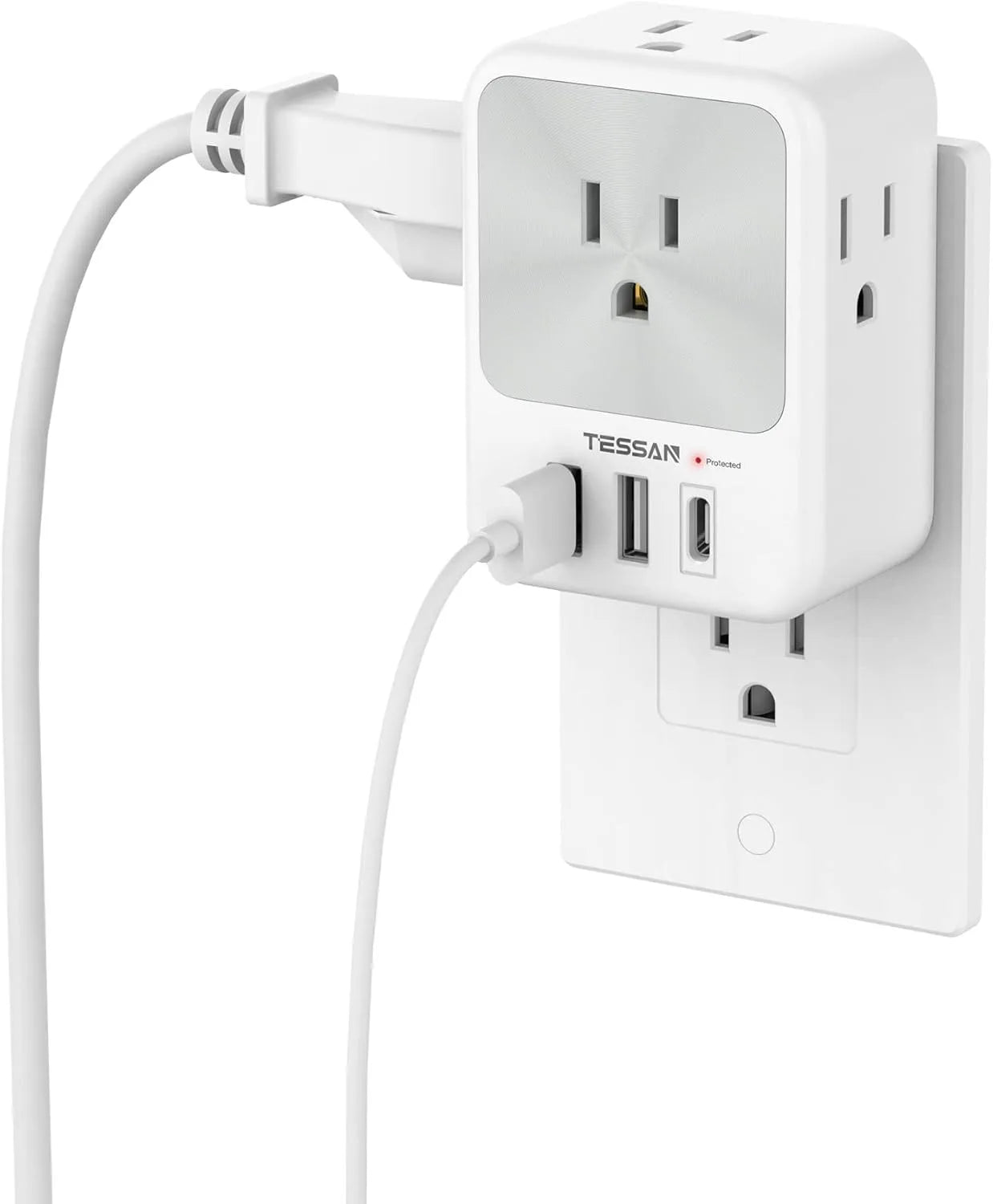 US Plug Power Strip with 4AC Outlet and 3USB Charging Port