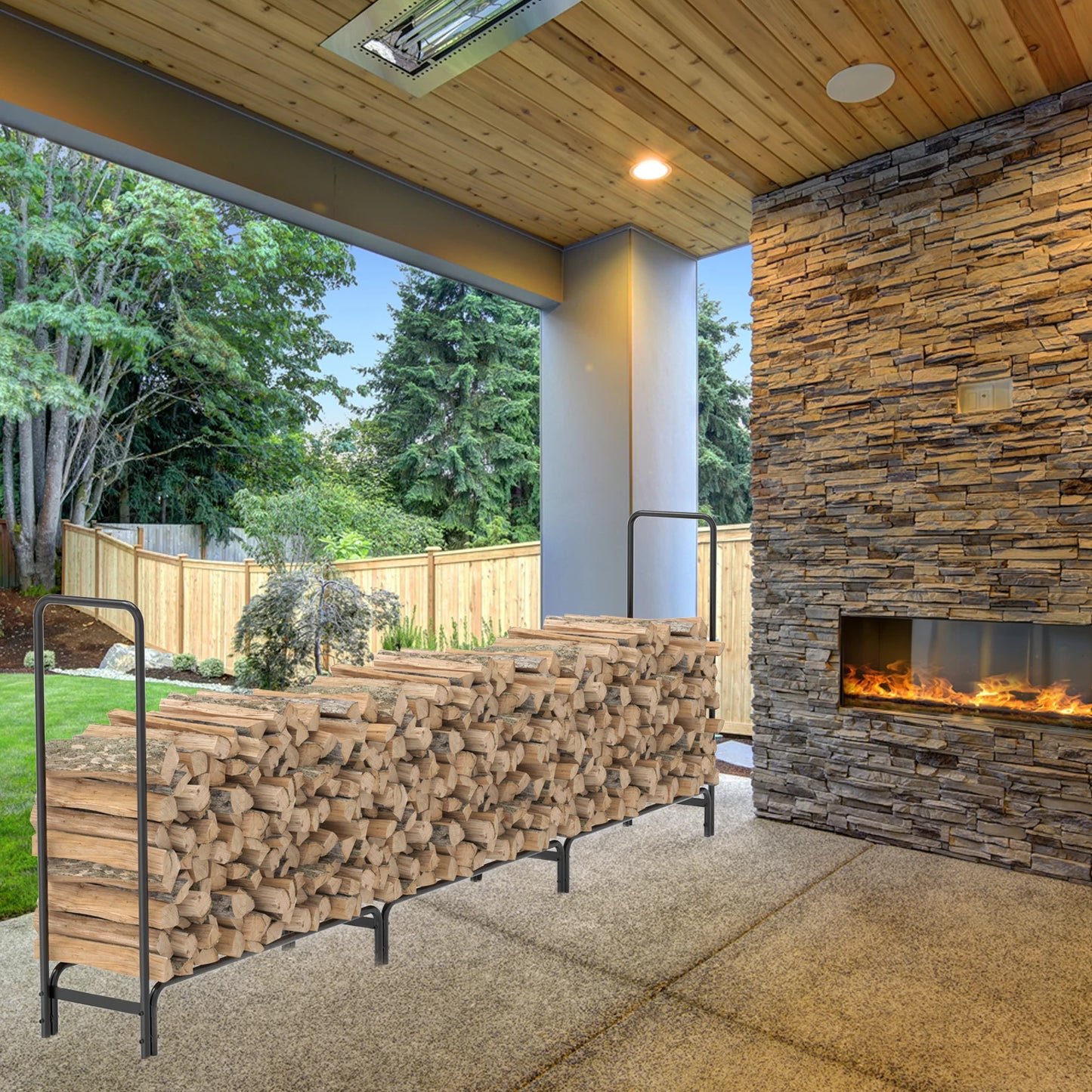 Outdoor Fire Wood Log Rack for Fireplace Heavy Duty