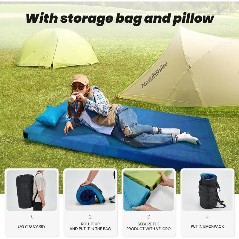 YTYIN Memory Foam Camping Pad with Pillow and Travel Bag