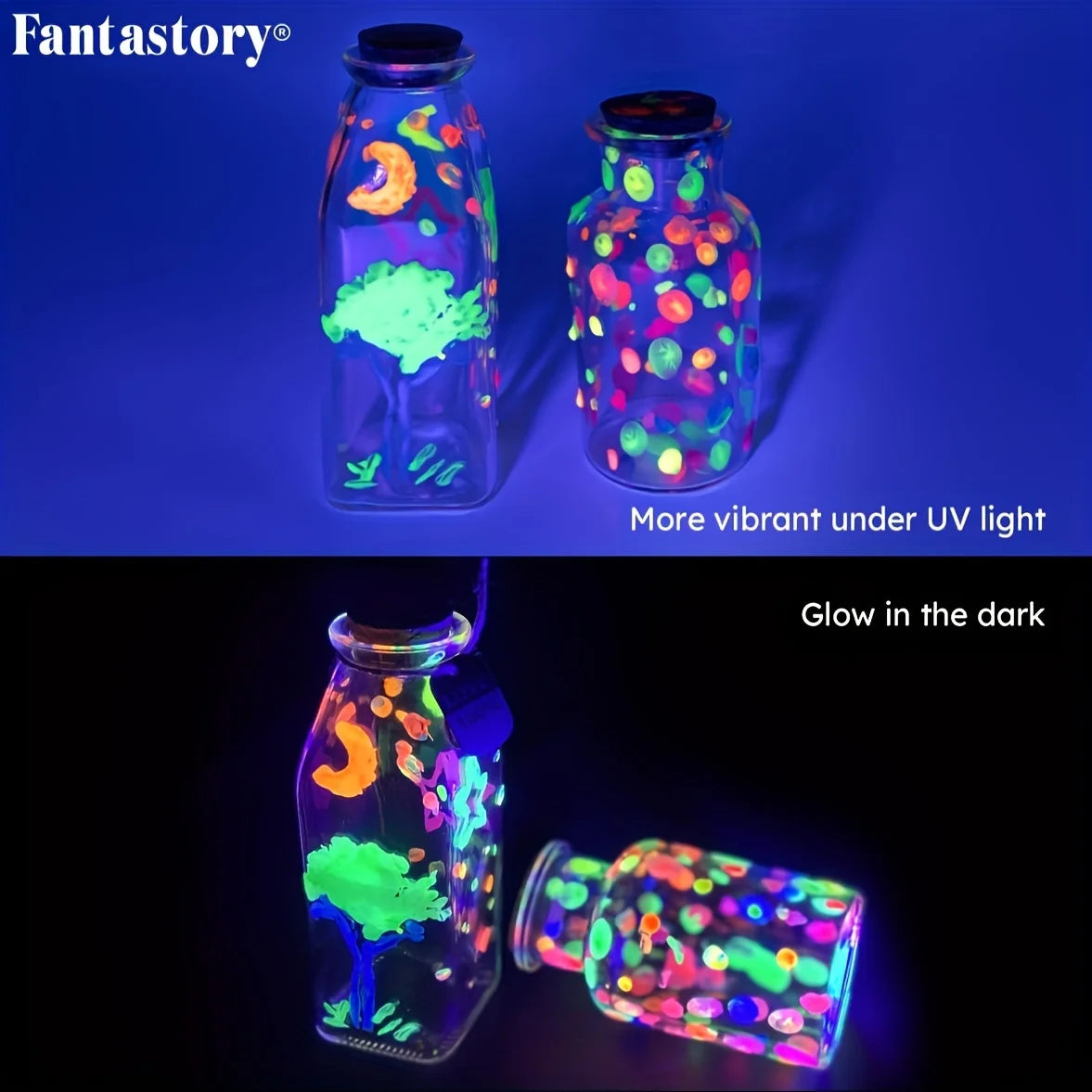 Acrylic Paint Set, 10 Neon and Glow in the Dark Colors