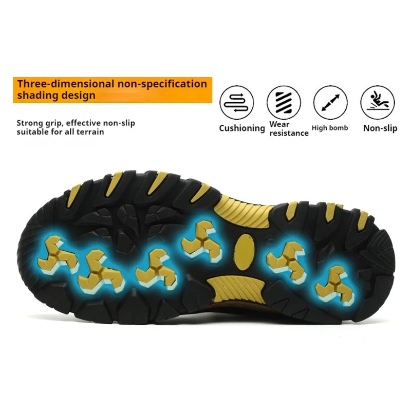 Widen Safety Boots Men Work Steel Toe Climbing Protective Shoes