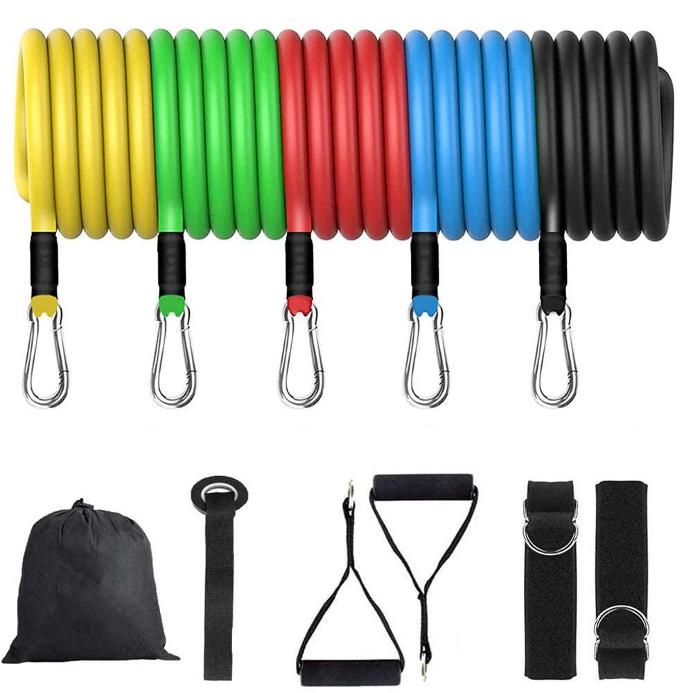 Latex Resistance Pull Bands Rope for Pilates Yoga CrossFit Fitness 11 Piece Set