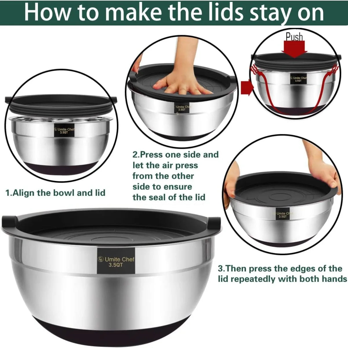 5-Piece Stainless Steel Nesting Mixing Bowl Set for Baking