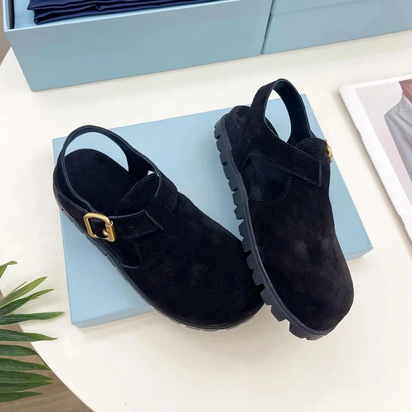 GUANSIYAO Retro Genuine Leather High Heel Mary Janes Shoes