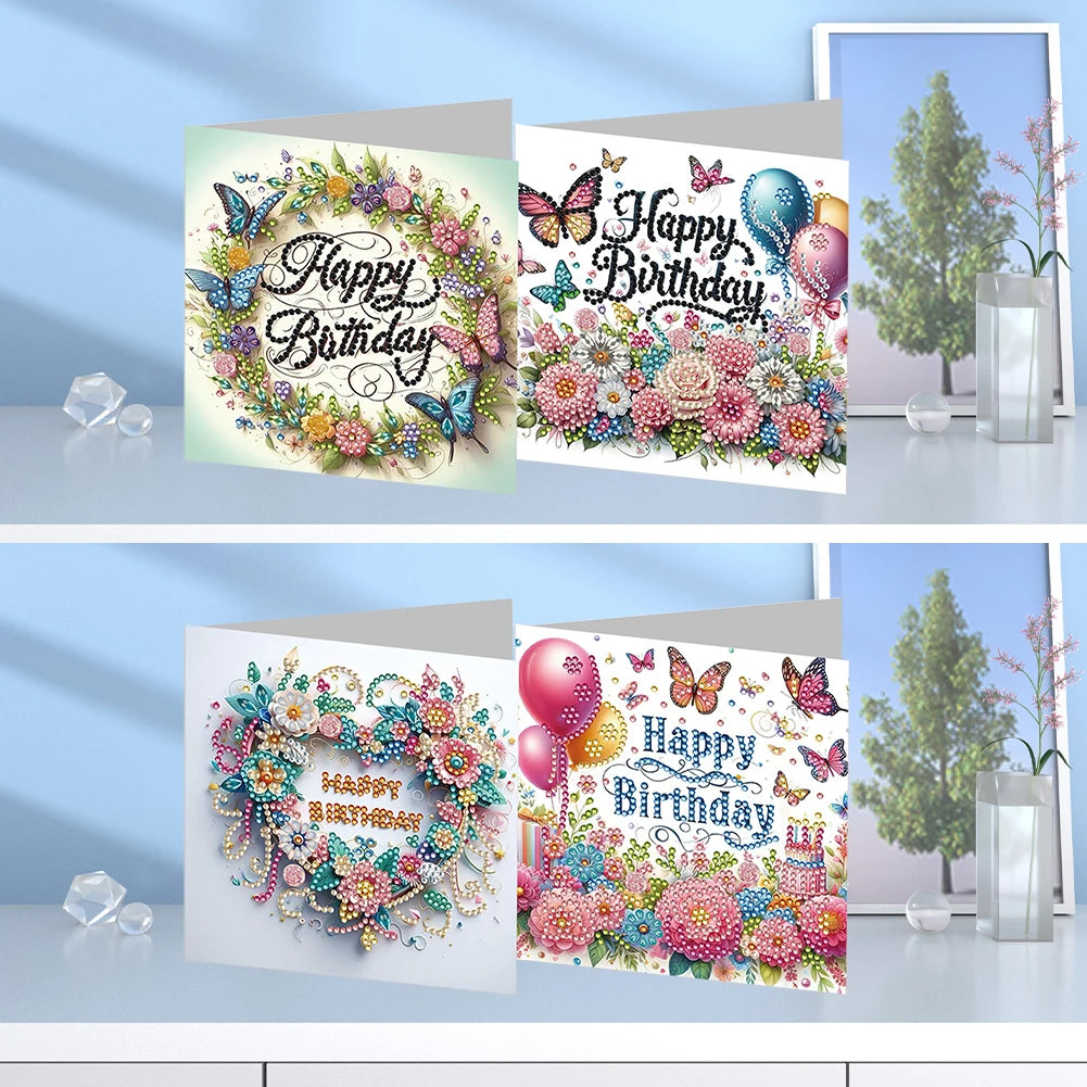 4 6 8 12PCS New 2024 Diamond Painting Greeting Cards DIY 5D Christmas Collection Festival Cards for Birthday and Christmas Gift
