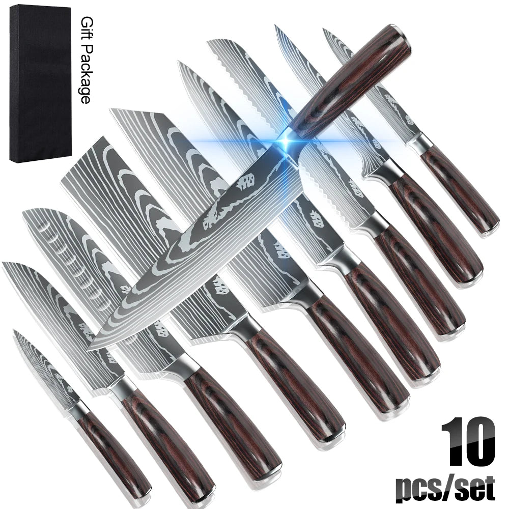 10 pcs Professional Kitchen Knife Set Stainless Steel
