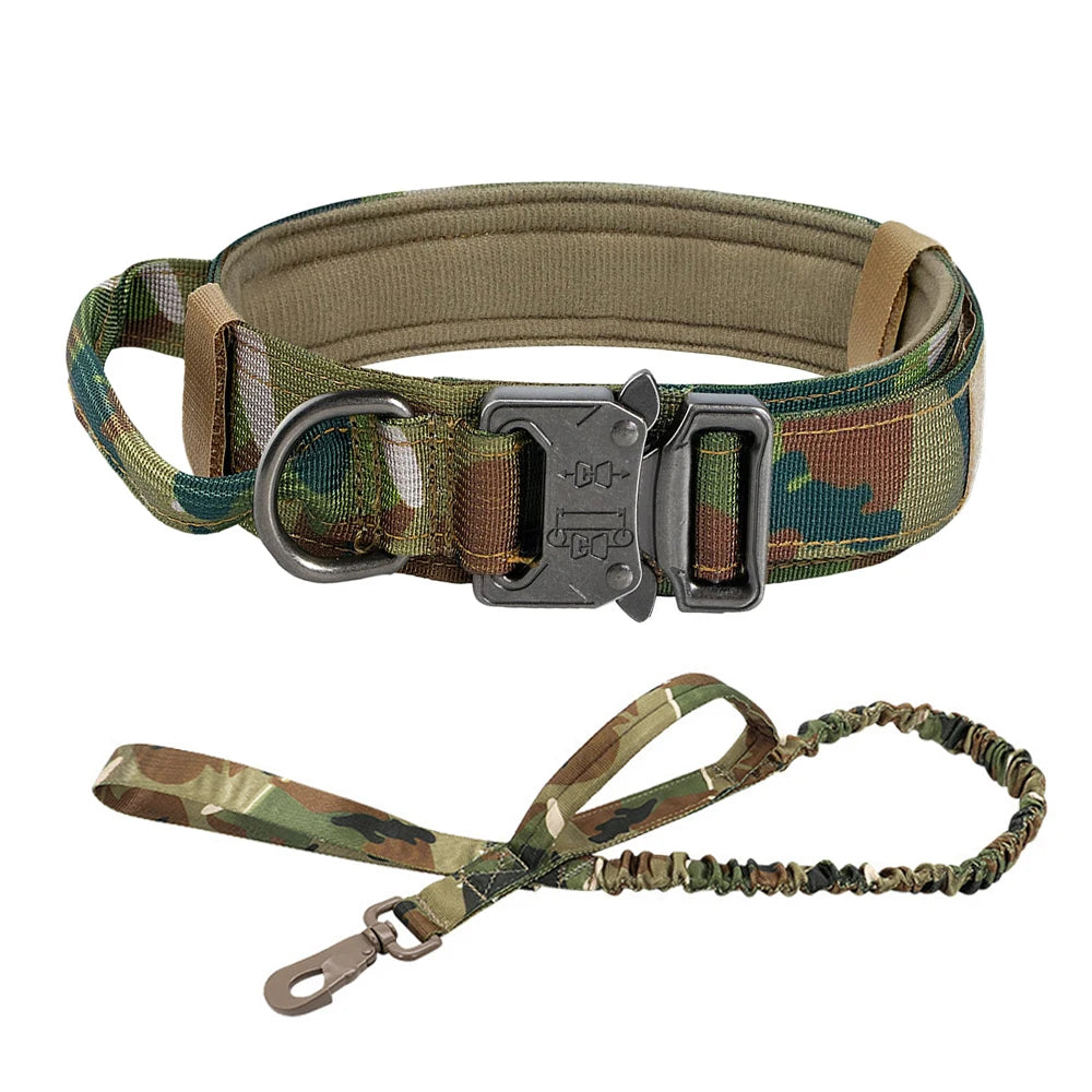 Dog Training Collar Adjustable Tactical Dog Collar and Leash Set with Control Handle for Small and Large Dogs