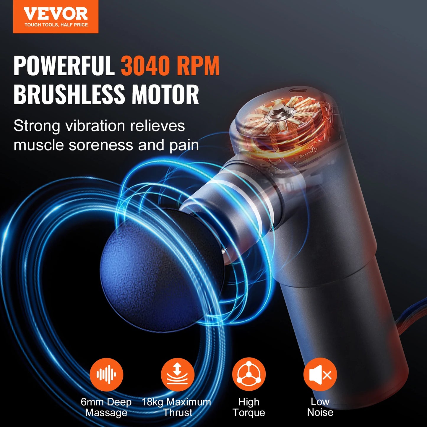 VEVOR Deep Tissue Massage Gun for Muscle Relief and Relaxation