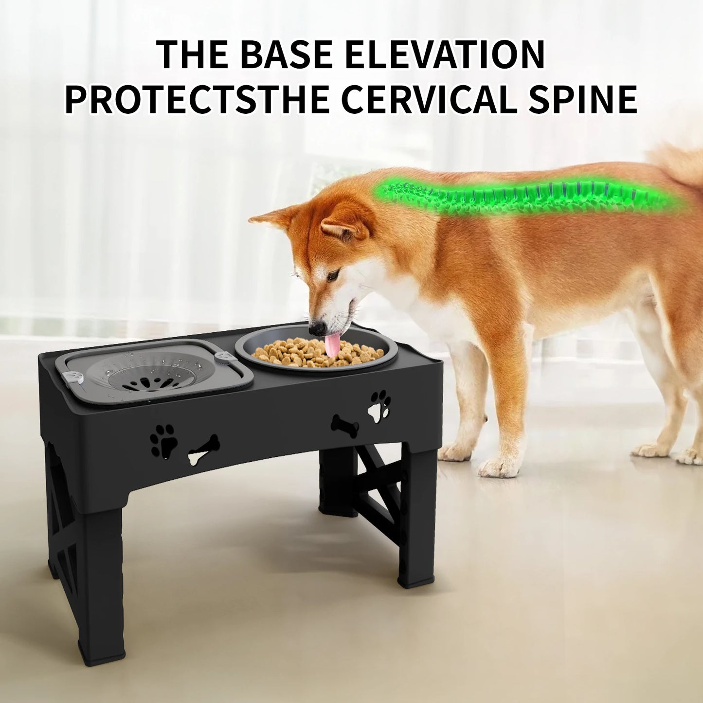 Three In One Adjustable Pet Feeder With Slow Feed Bowls
